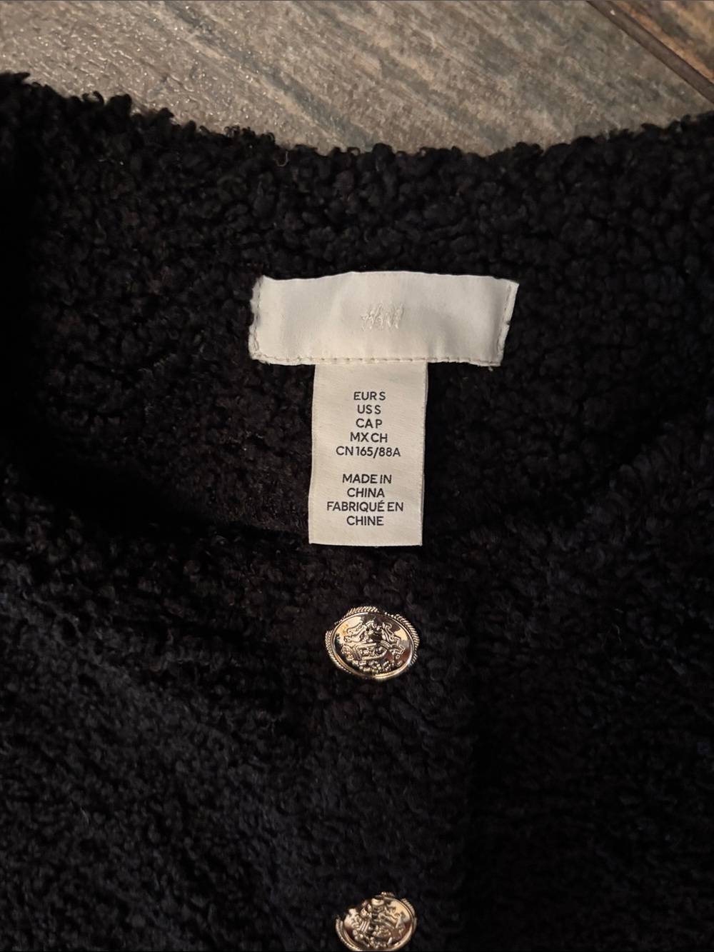 H&M Black Teddy Button-Front Cropped Jacket - Picture 3 of 4